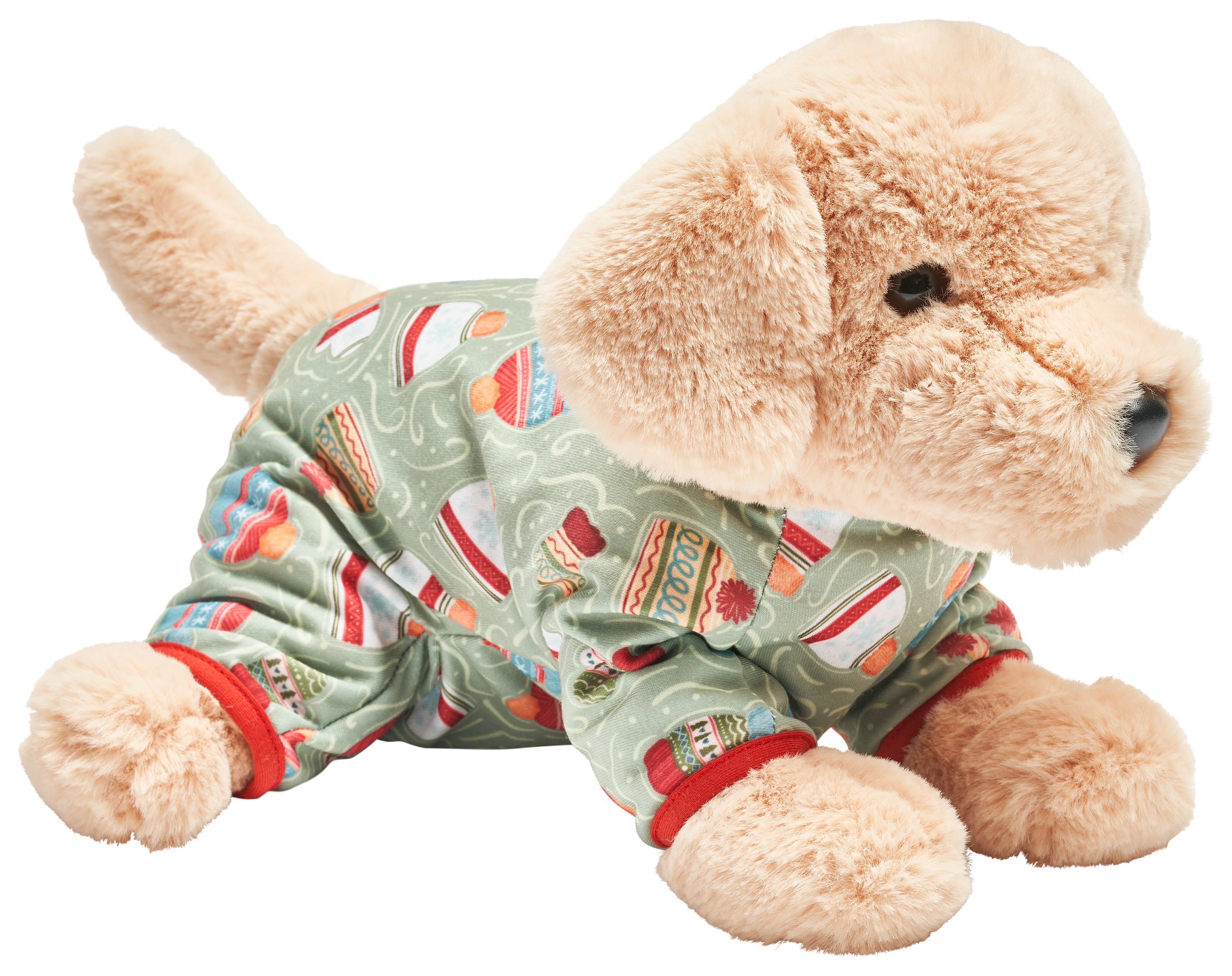 Bass Pro Shops Plush Stuffed Lab Pup with Winter Hat and Gloves Pajamas